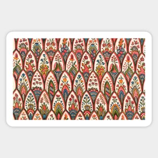 ORIENTAL FLORAL PATTERN Colorful Flowers and Leaves Sticker